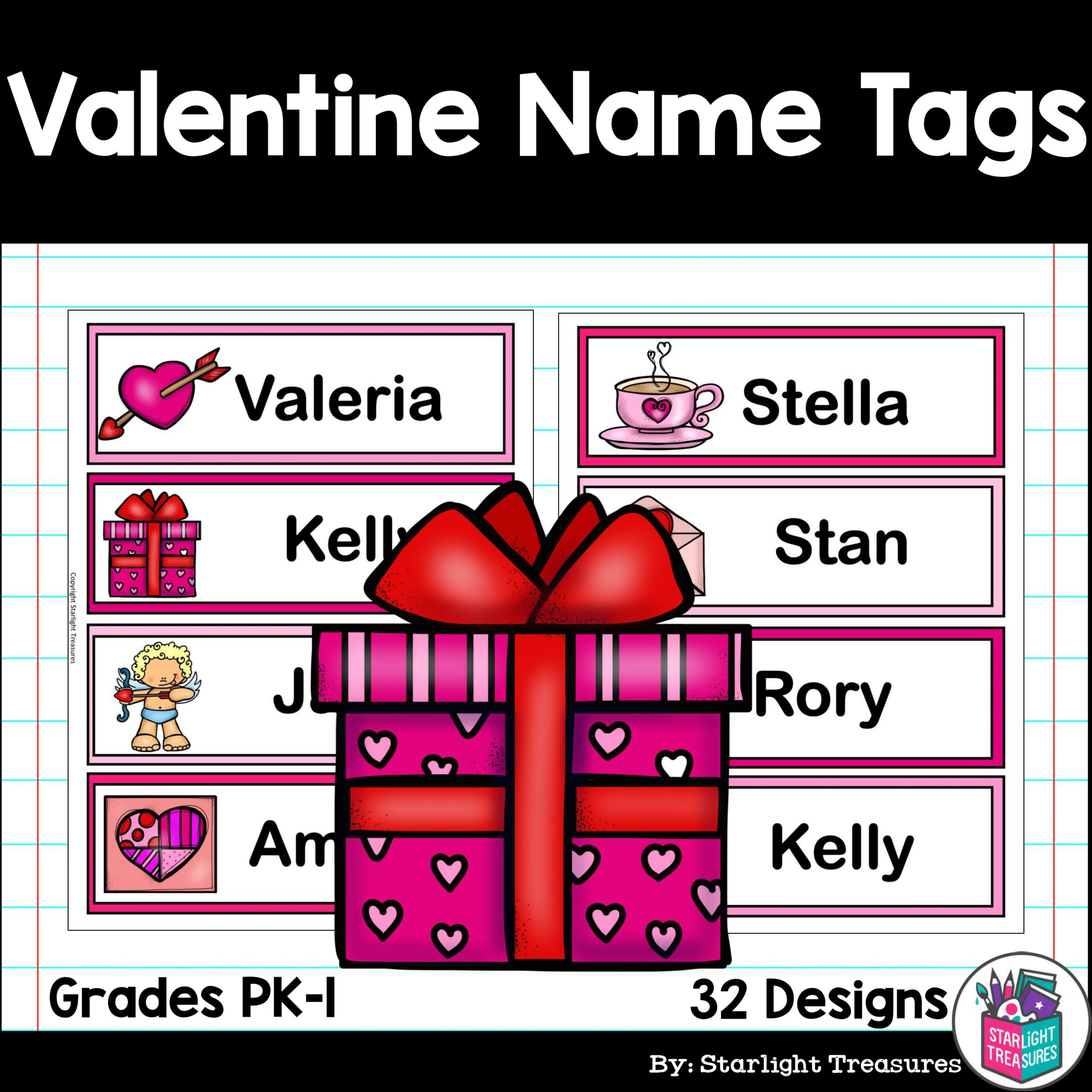Valentine's Day Desk Name Tags - Editable