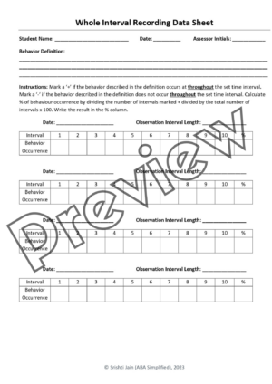 Editable Interval Recording Data Sheets for ABA Therapy | Made By Teachers