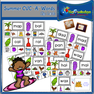 Summer CVC "A" Words Clip Cards