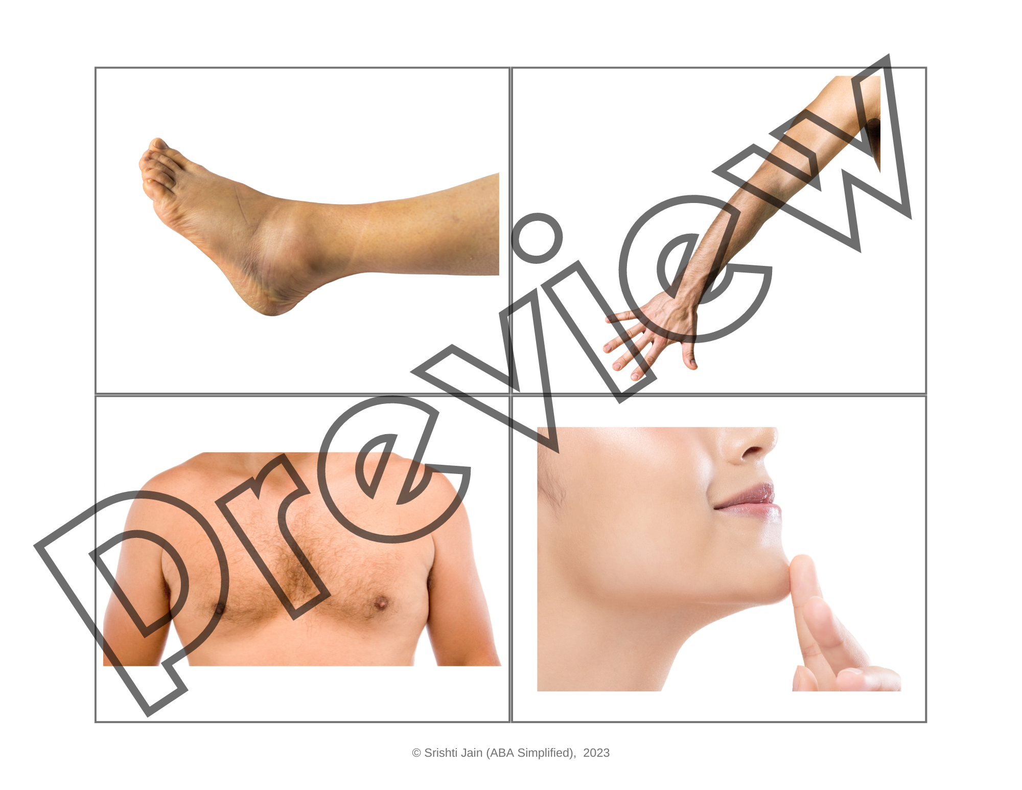 Flashcards for ABA & Speech Therapy | Body Parts Theme - Made By Teachers