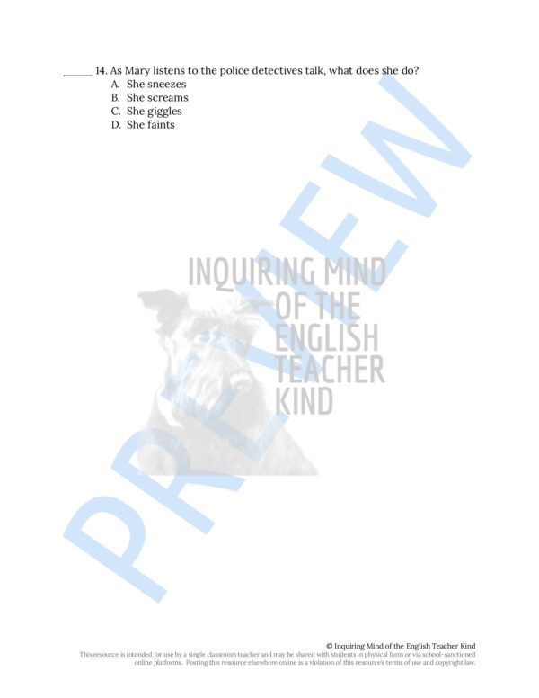 "Lamb to the Slaughter" by Roald Dahl Quiz and Answer Key - Made By ...