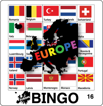 Flags of the World Bingo Europe ESL ELL Newcomer Game