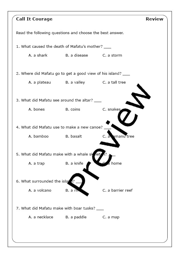 Armstrong Sperry "Call It Courage" worksheets - Made By Teachers