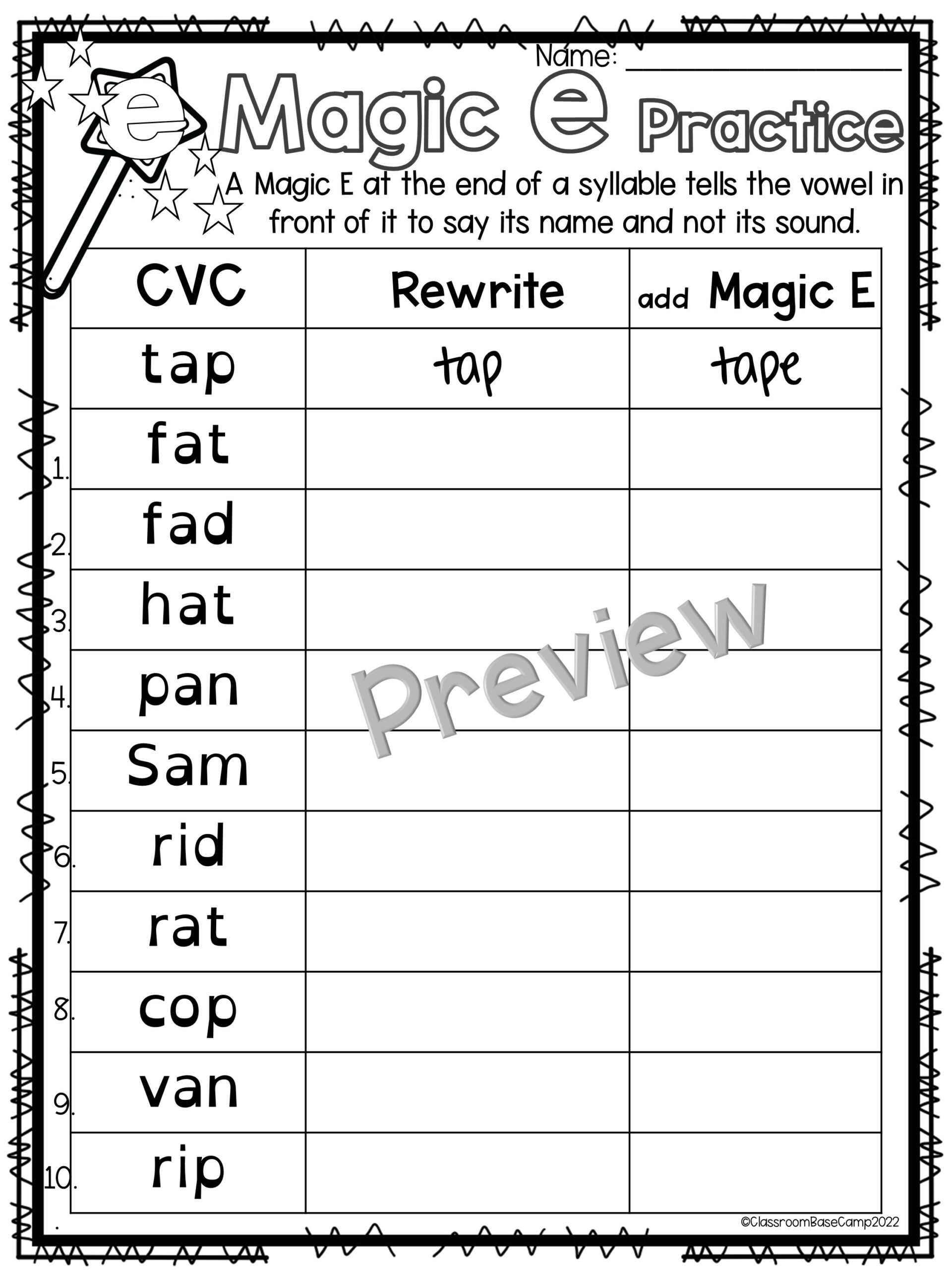 Magic E Syllable / Sneaky E Orton Gillingham Made By Teachers