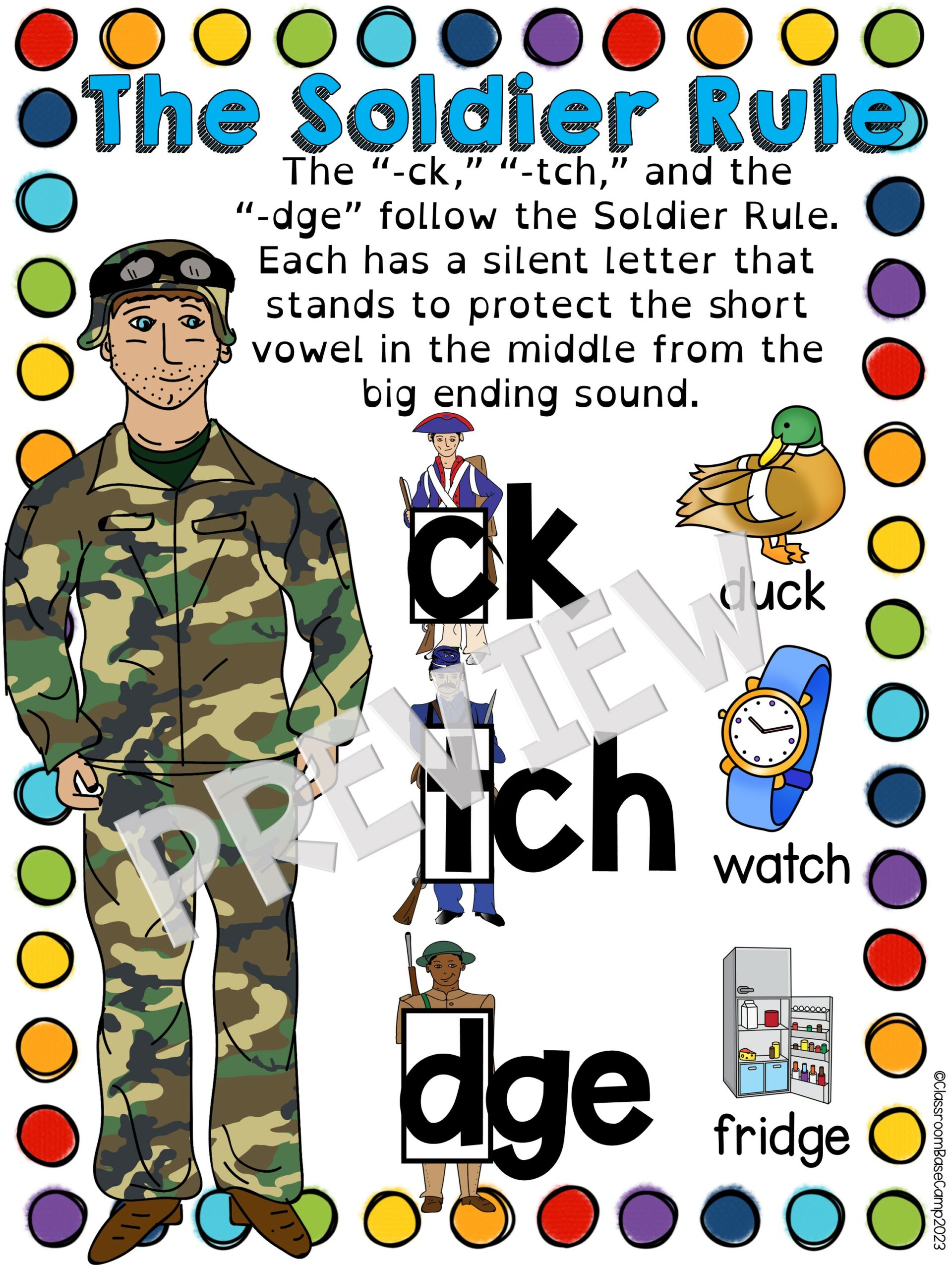 DGE or GE Spelling Orton Gillingham (The Soldier Rule) Made By Teachers