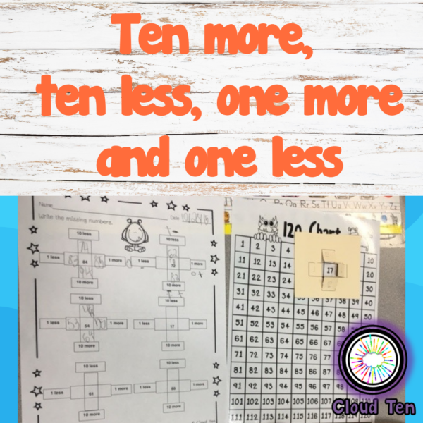 Ten more ten less one more one less made by teachers