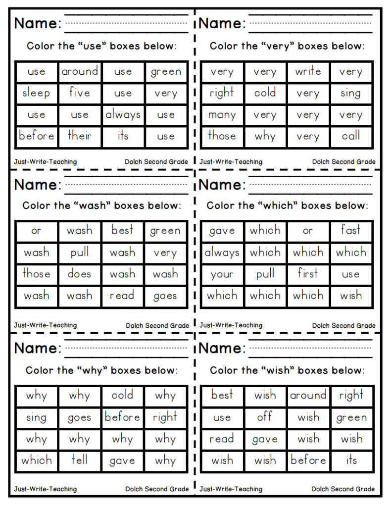 Second Grade Sight Word Task Cards | Made By Teachers