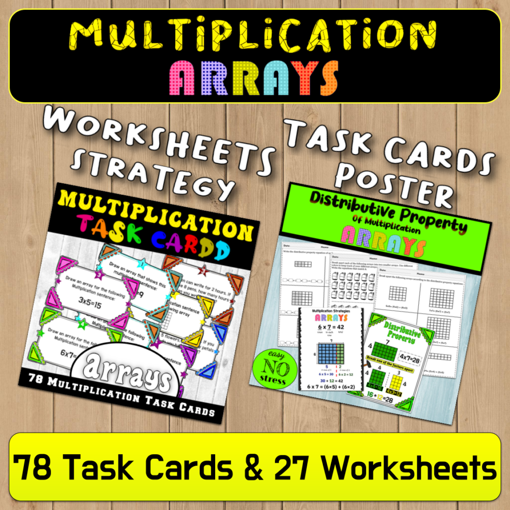 Multiplication Arrays Worksheets, Strategy, Poster, Task Cards (Word ...