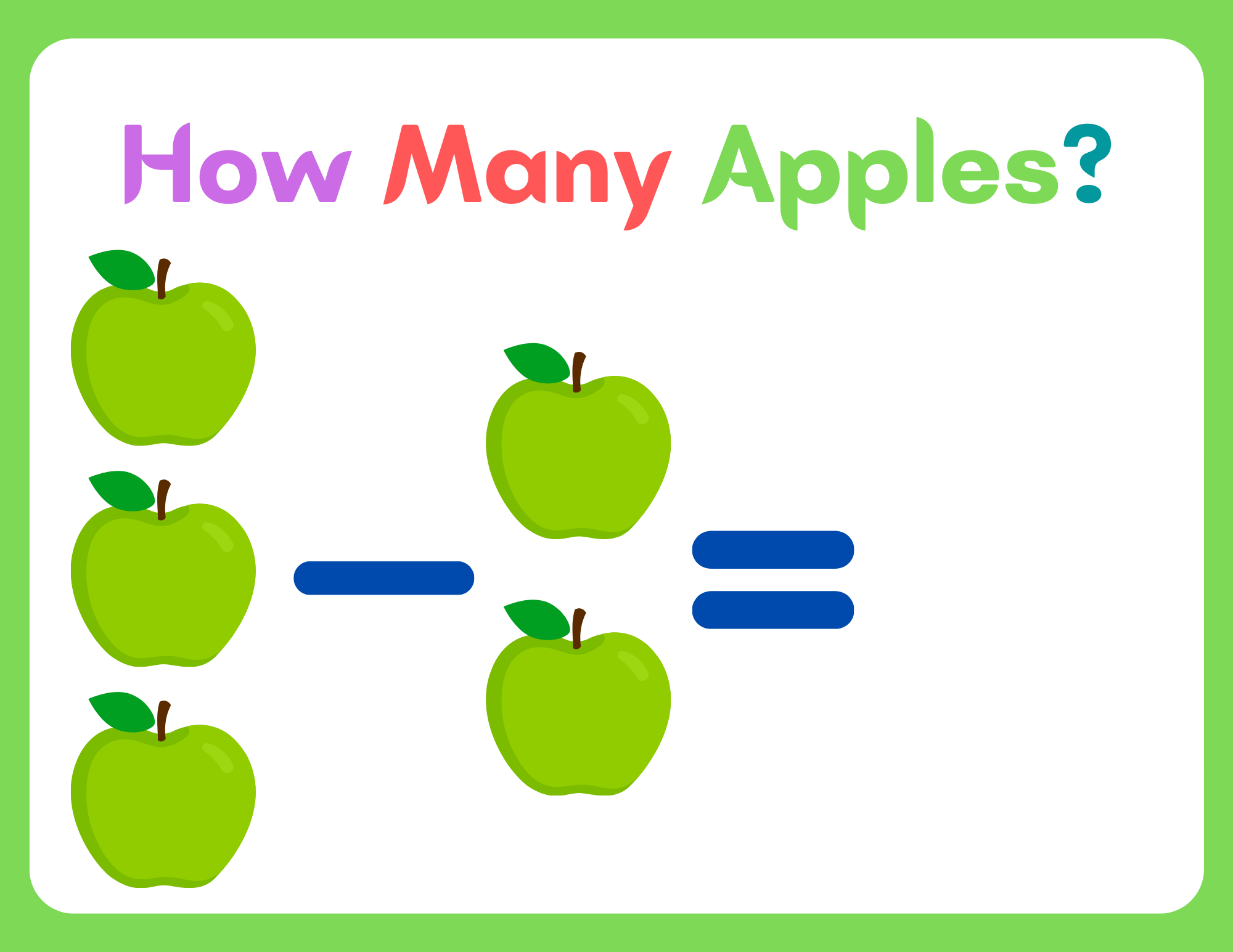 let's Count apples. Printable SubtractionWorksheets up to 10 for