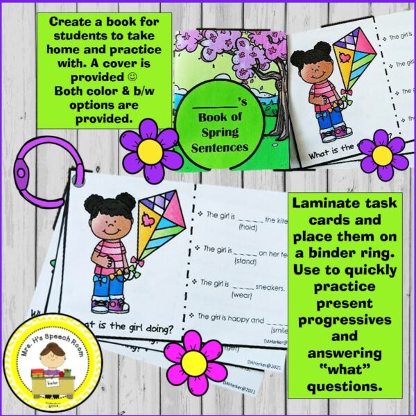 Spring Speech Therapy Present Progressive Verb Tense Activities - Made ...