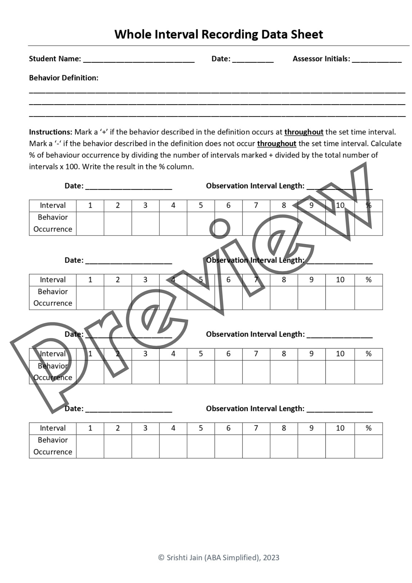 Printable Data Sheets for ABA Therapy - Starter Bundle | Made By Teachers