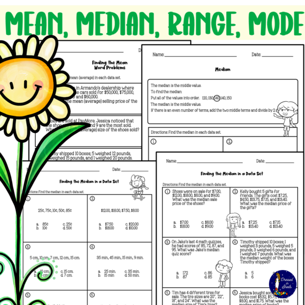 Mean, Median, Range, Mode Posters and Worksheets | Made By Teachers