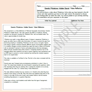 Genetic Mutations Video Refection Activity - Made By Teachers