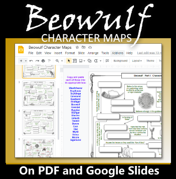 3 Character Maps for BEOWULF (Worksheets, Quiz, Test) PDF &amp; Slides - NO ...