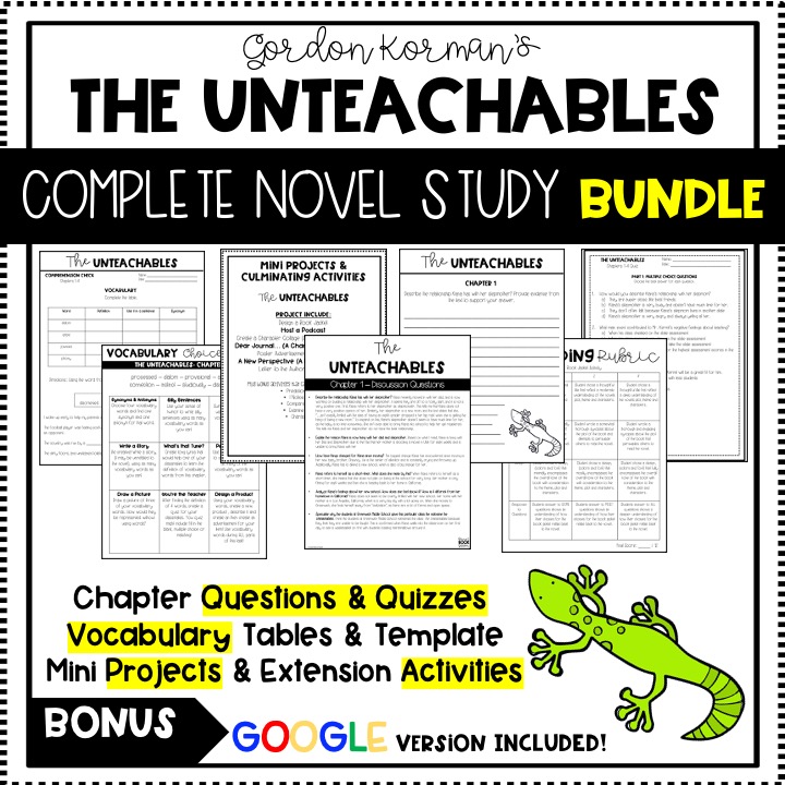 The Unteachables Complete Novel Study BUNDLE Made By Teachers