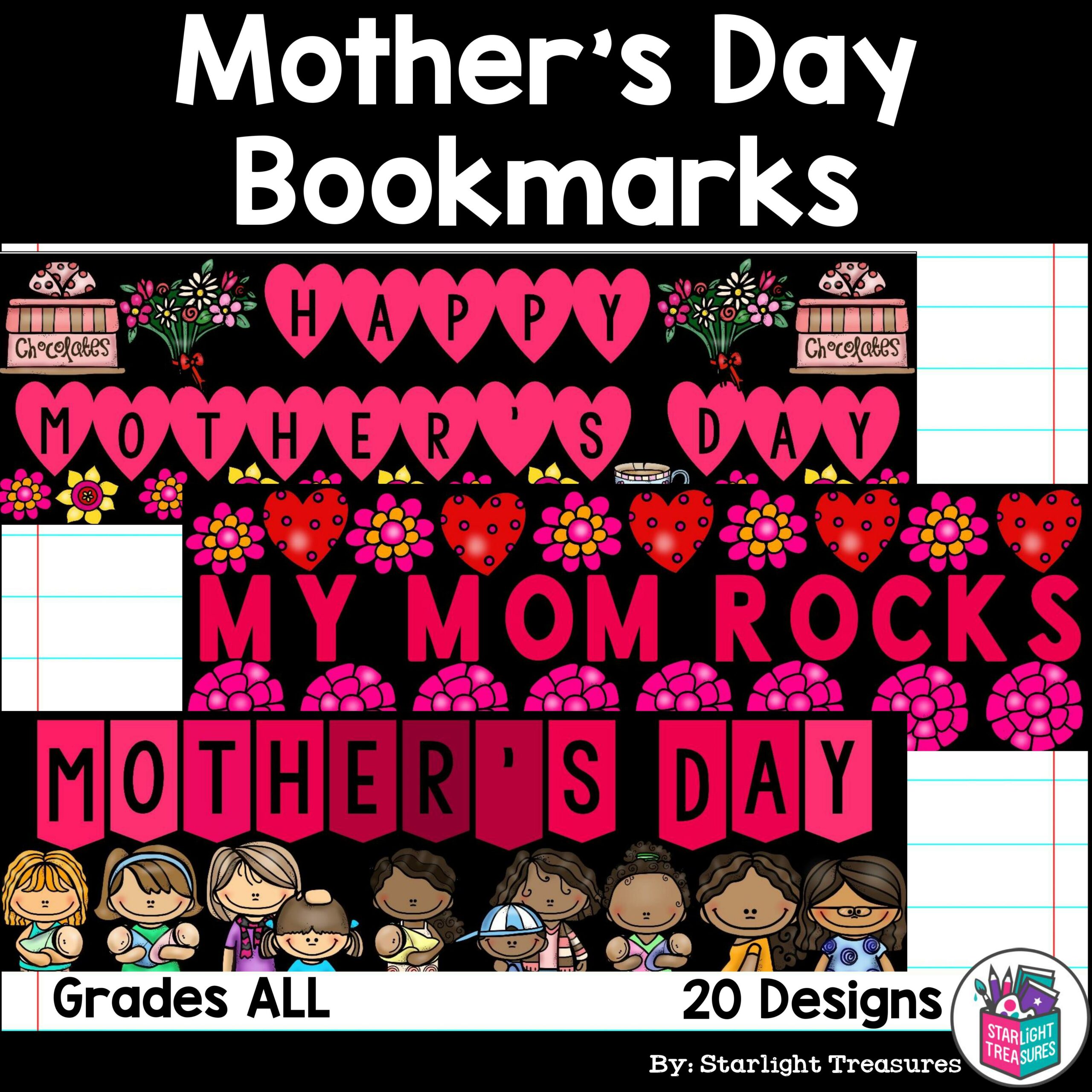 Mother's Day Cut n' Color Bookmarks: Black and White AND Full Color