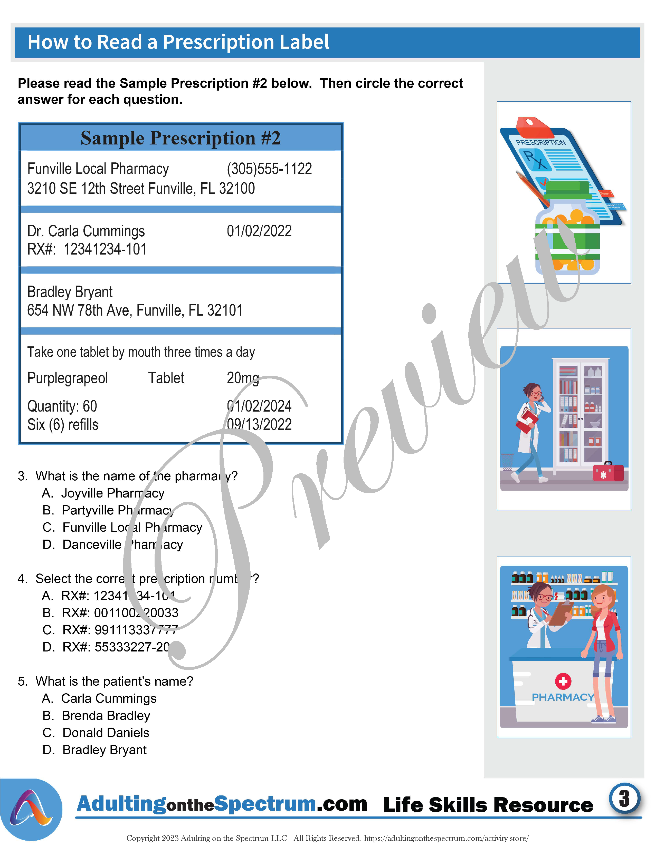 Practical Life Skills How to Read a Prescription Label Made By Teachers