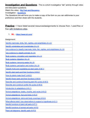 Complete Online Distance Learning Structure and Function 4.LS1.1, 4-LS1 ...