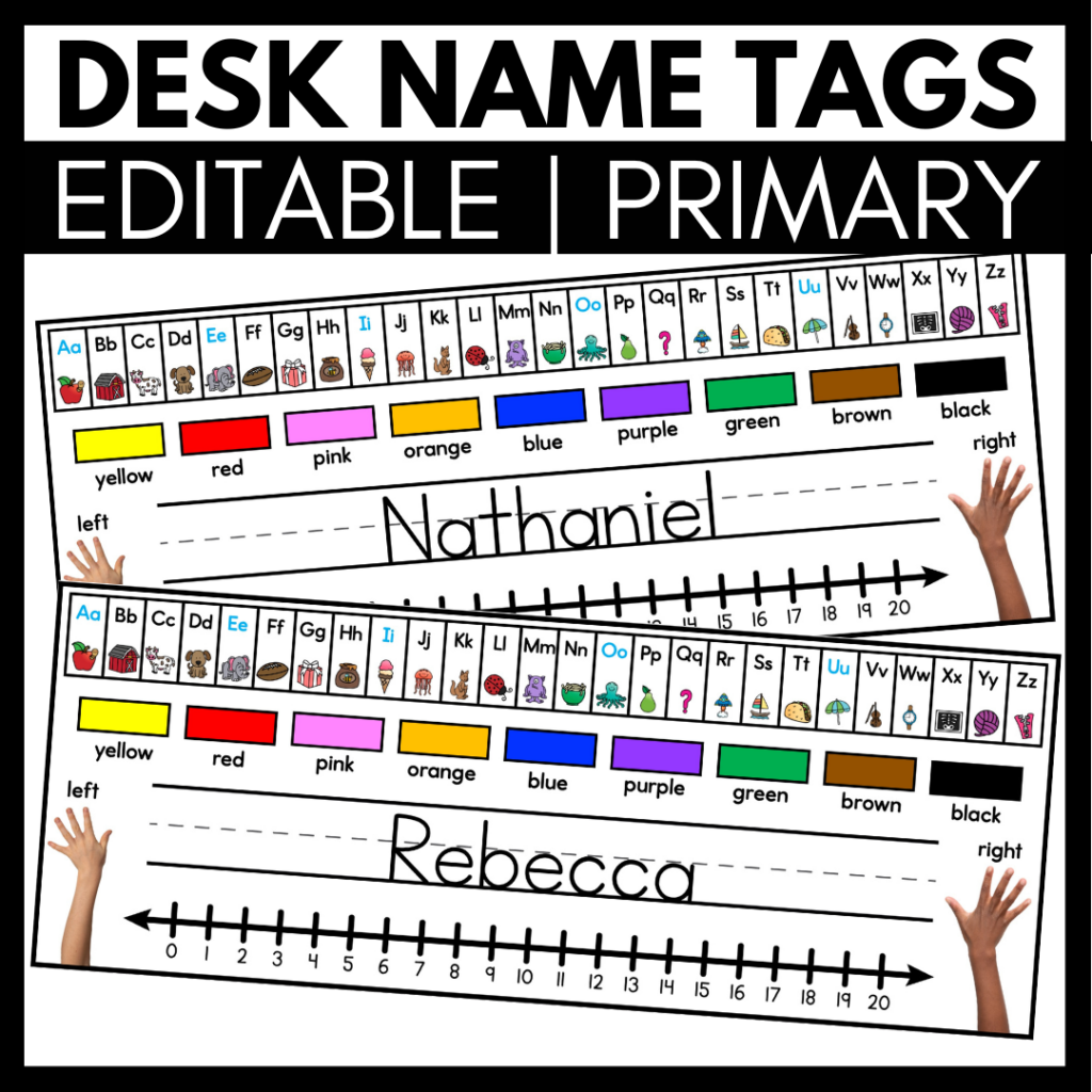 Name Tags for Student Desk Editable Name Plates for Primary Simple