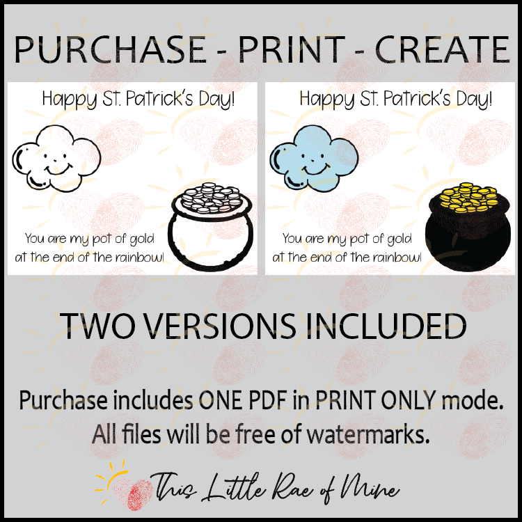 Rainbow - Pot of gold - St Patrick's Day Printable - handprint Art ...