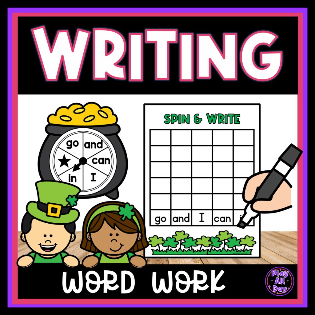 St. Patrick’s Day Word Work with Sight Words Spin and Trace Spin