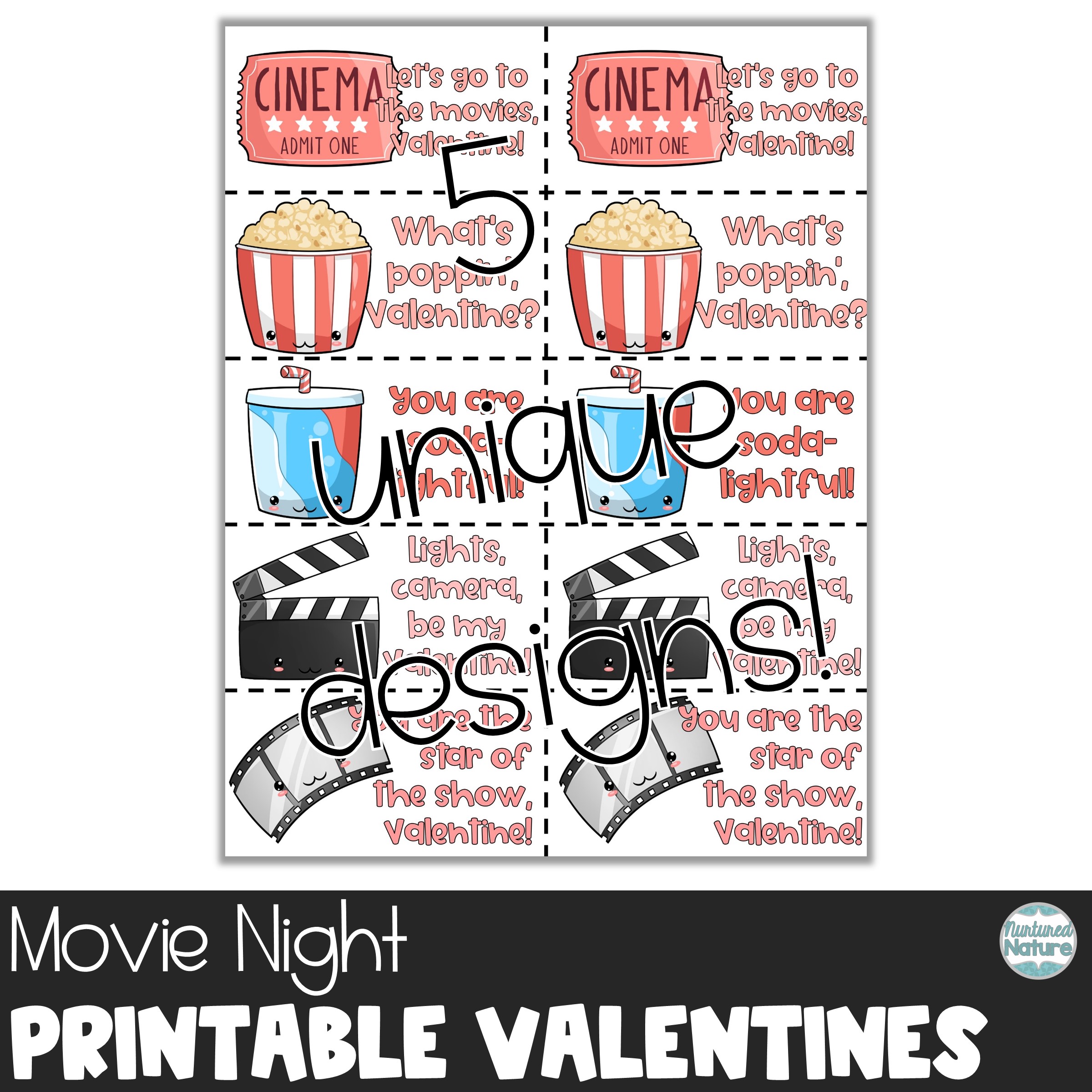 Movie Night Valentine’s Day Cards from Teacher for Students | Made By ...