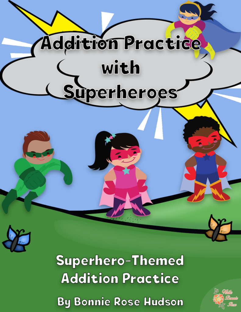 Addition practice with superheroes made by teachers