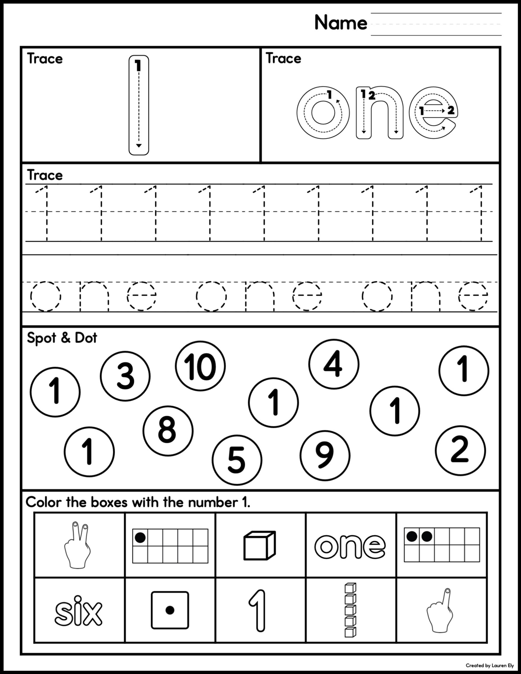 Numbers 120 Number Sense and Number Tracing Worksheets Made By