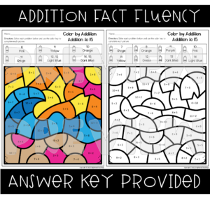 Summer Addition to 20 Color by Code Number NO PREP Coloring Worksheets ...