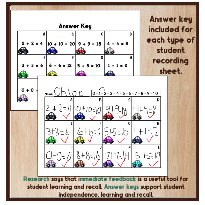 What are doubles in math made by teachers