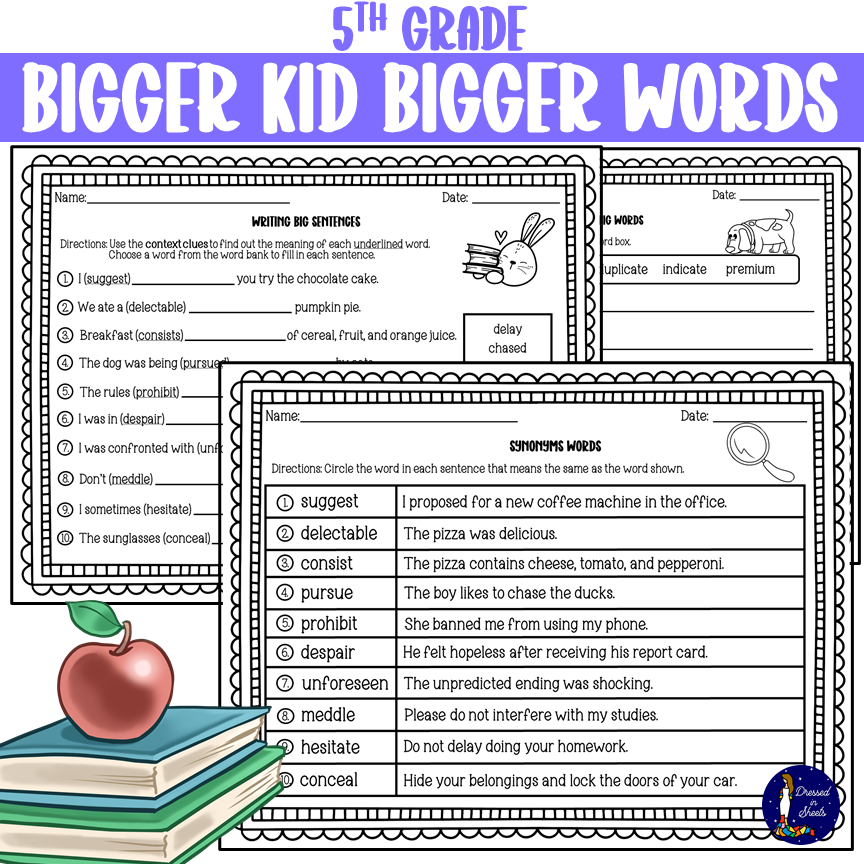 5th Grade Bigger Kid Bigger Words Made By Teachers