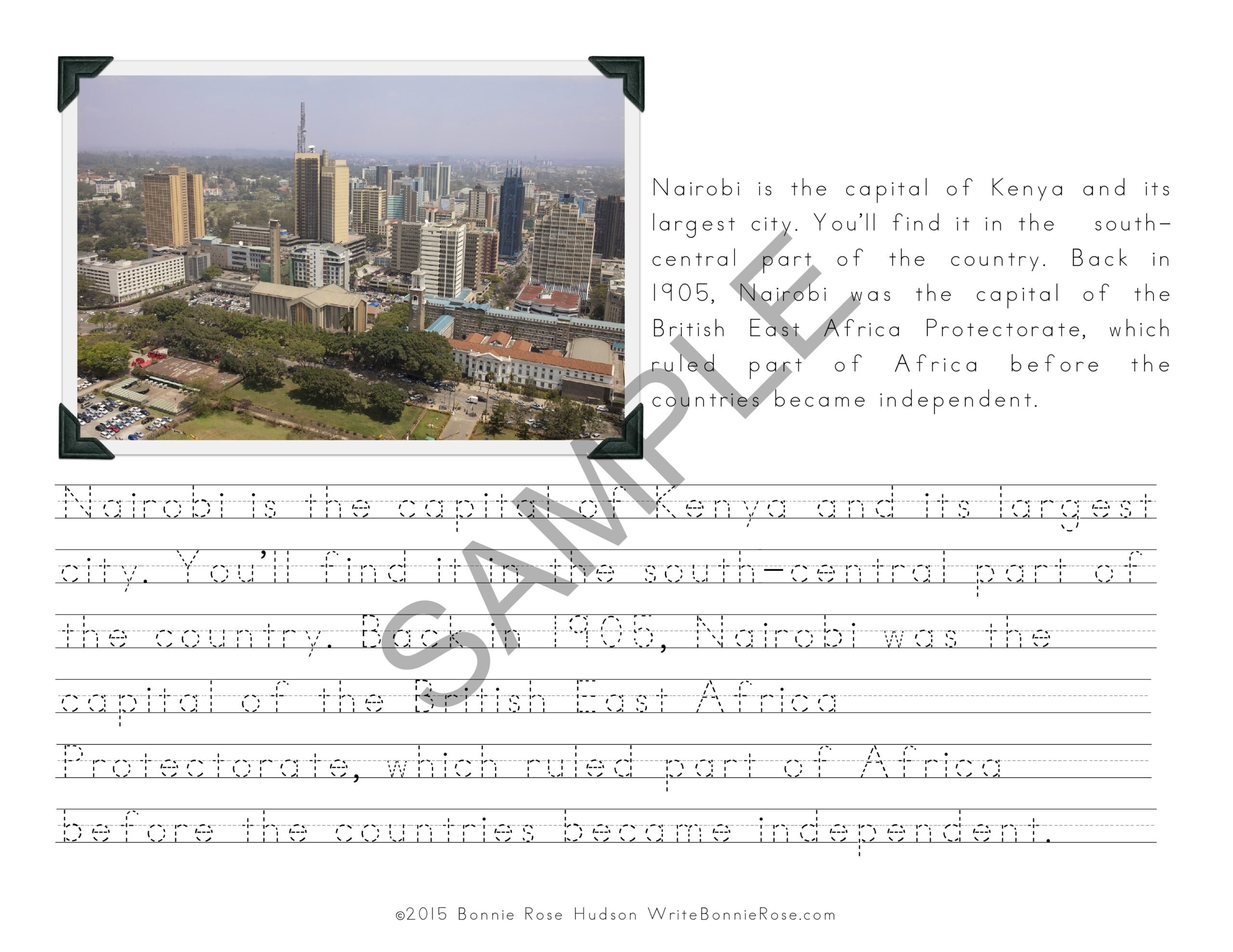My Book About Kenya with Print Copywork Made By Teachers