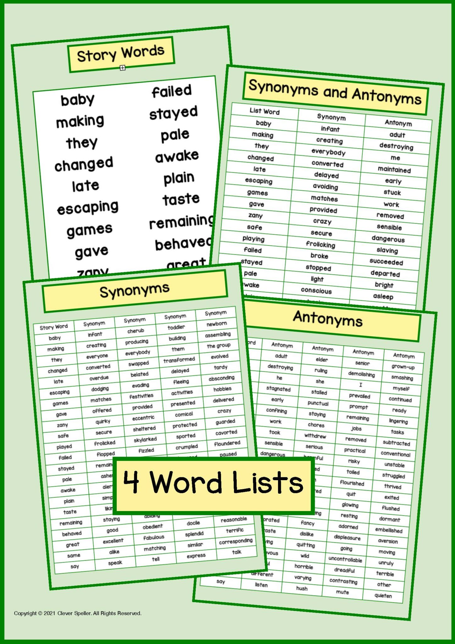 Synonyms and Antonyms Bingo Games & Flashcard Activities plus Bonus