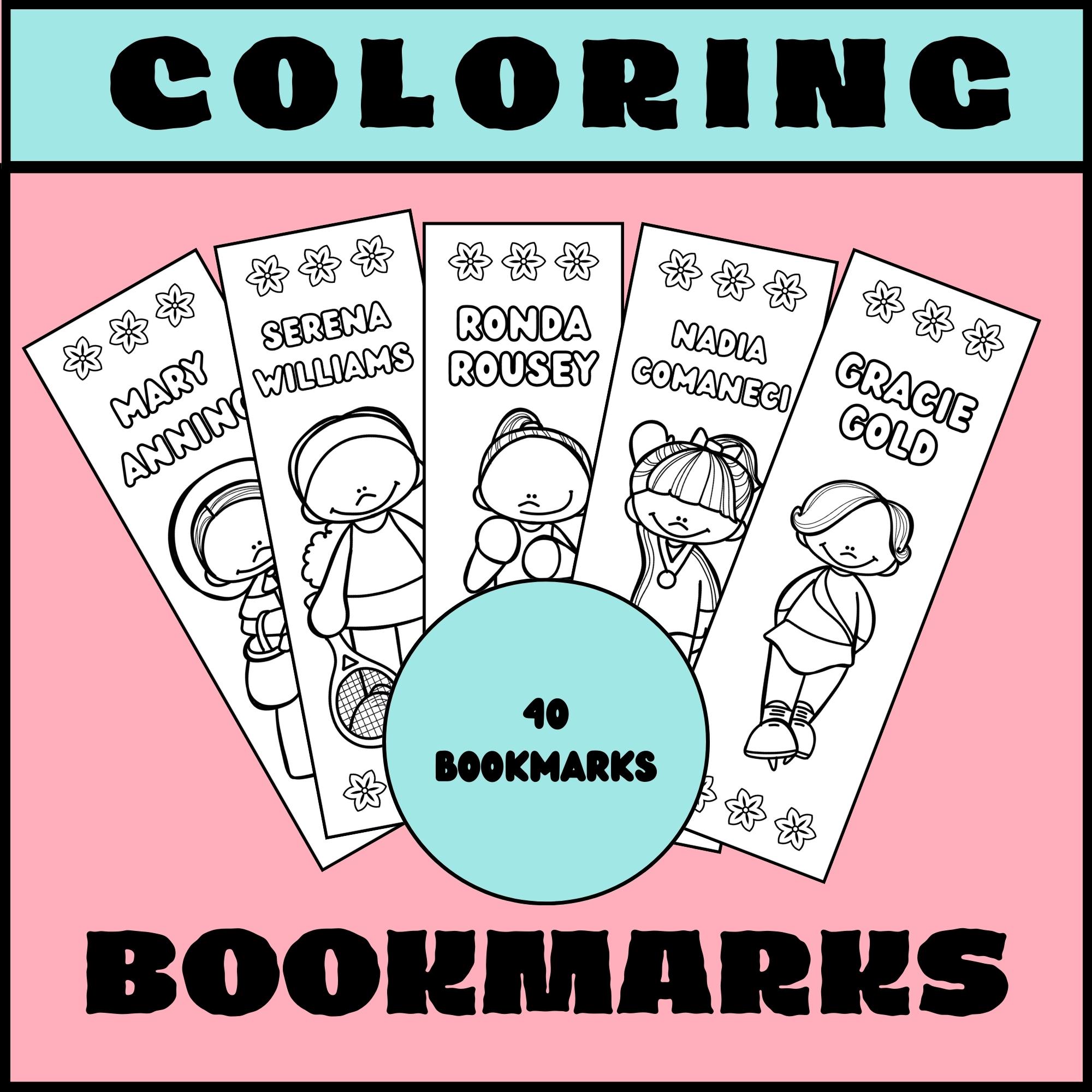 Women's History Month Coloring Bookmarks 40 Famous Women in History