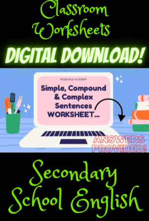 Simple Compound Complex Sentences Worksheet & Answers Secondary School ...