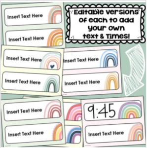 Daily Classroom Schedule Agenda Cards Boho Modern Muted Rainbow Theme ...