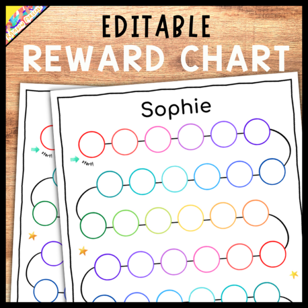 Editable Rainbow Reward Chart, Printable Digital, Rainbow Sticker Chart ...