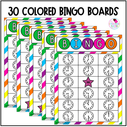 Telling Time - Hour and Half Hour - Analog Clocks - BINGO Game | Made ...
