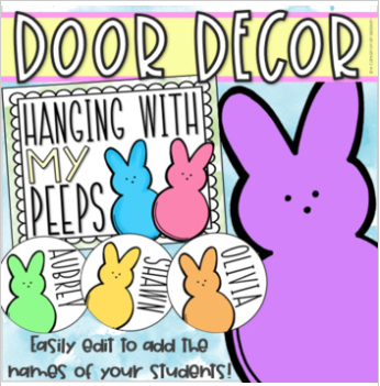 Easter Spring Peeps Door Display Bulletin Board Decoration EDITABLE