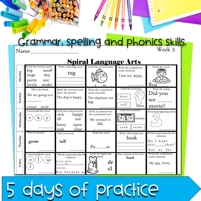 1st Grade Morning Work | ELA Spiral Review | Literacy Morning Work 1st ...