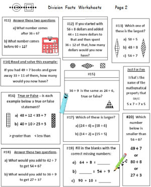 Divi Math Worksheet Division Facts Worksheets PLUS Division Facts Word Search (2 Items ...