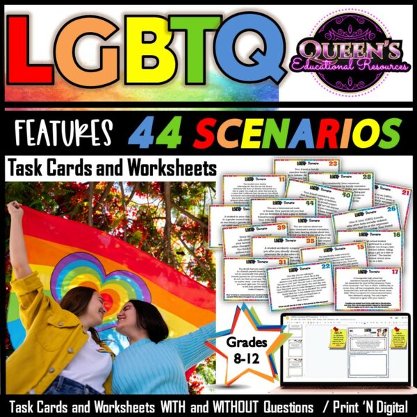 LGBTQ Scenario Task Cards and Worksheets, LGBTQ Problem Solving
