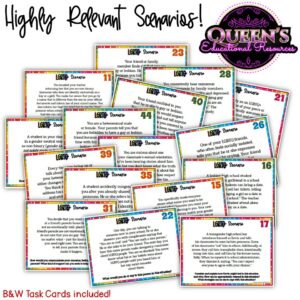 LGBTQ Scenario Task Cards and Worksheets, LGBTQ Problem Solving ...