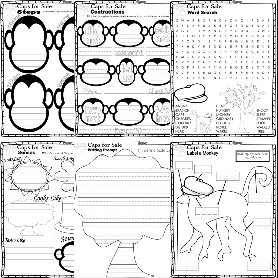 Caps for Sale Book Companion Reading Comprehension Worksheets Made By