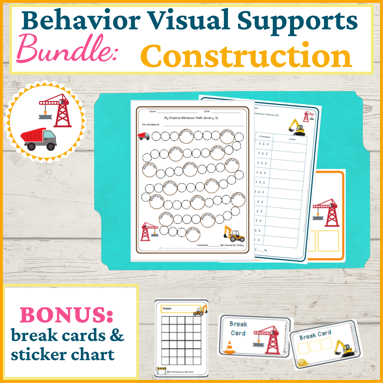 Behavior Visual Supports- Construction | Made By Teachers