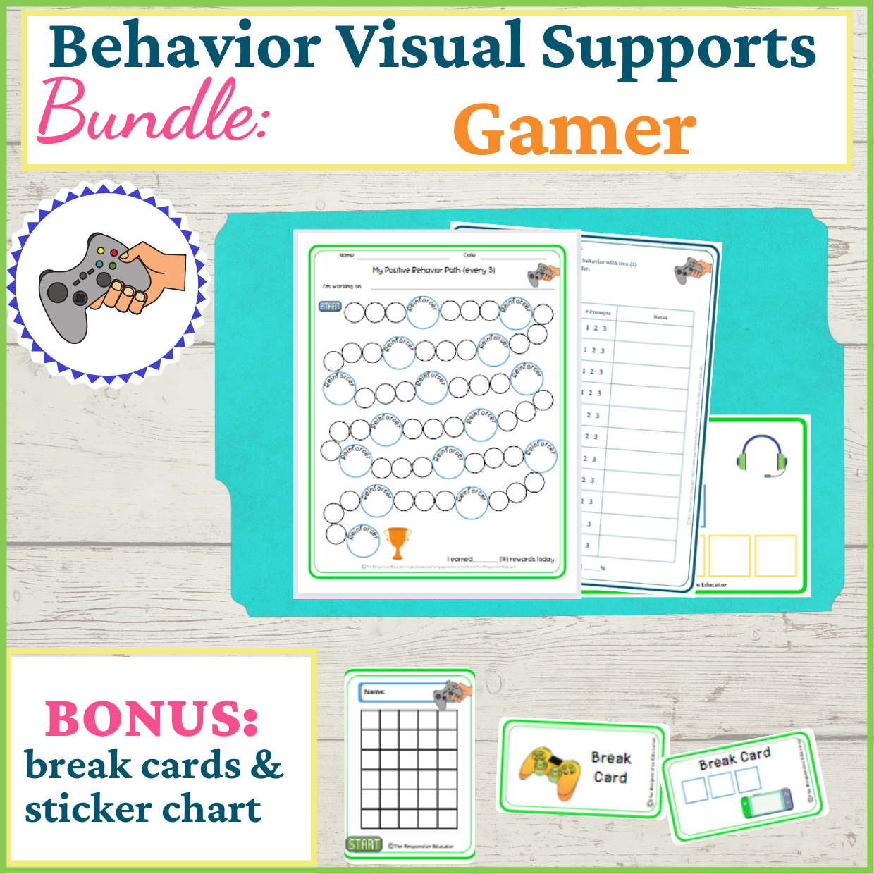 Behavior Visual Supports- Gamer | Made By Teachers