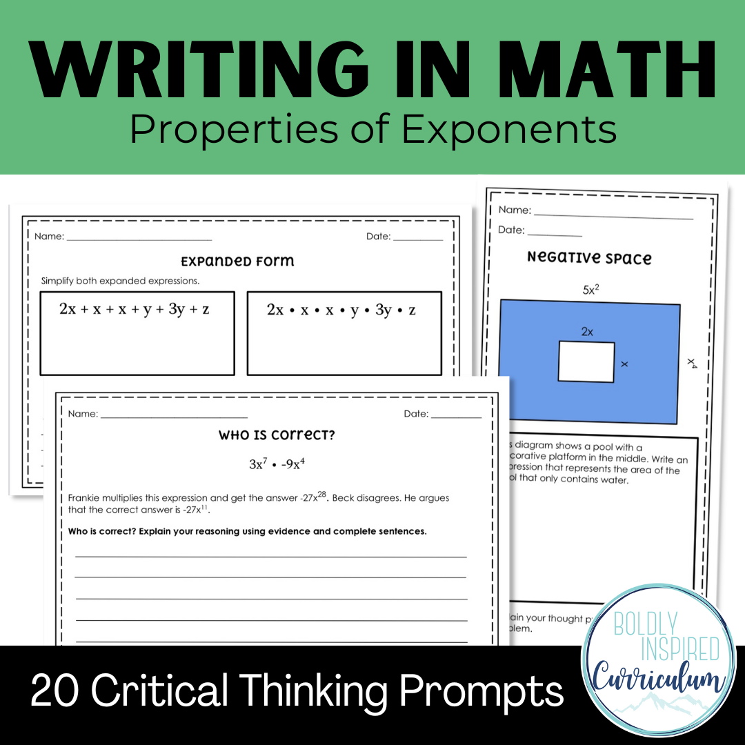 Properties of exponents chart