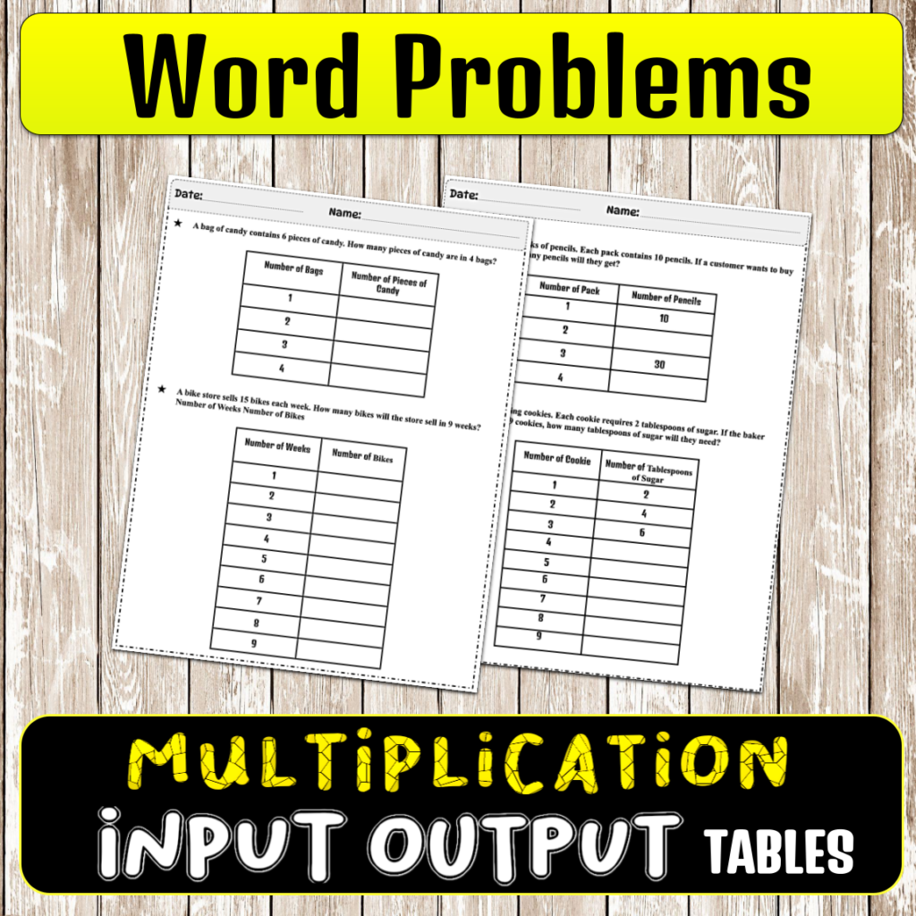 Multiplication Function Tables - Input Output Tables with Word Problems ...