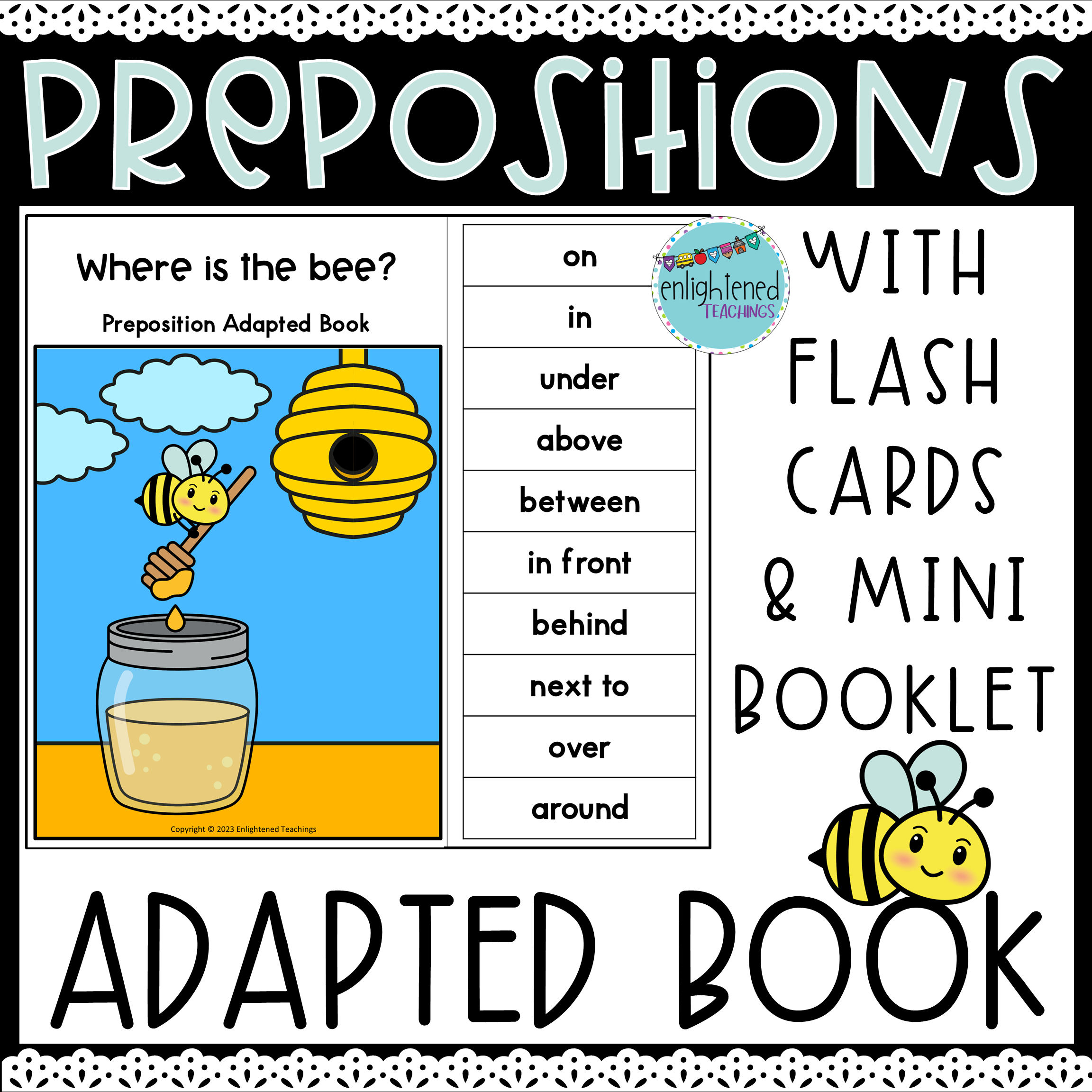 Spring Prepositions Adapted Book Interactive Booklet Flash Cards Bee