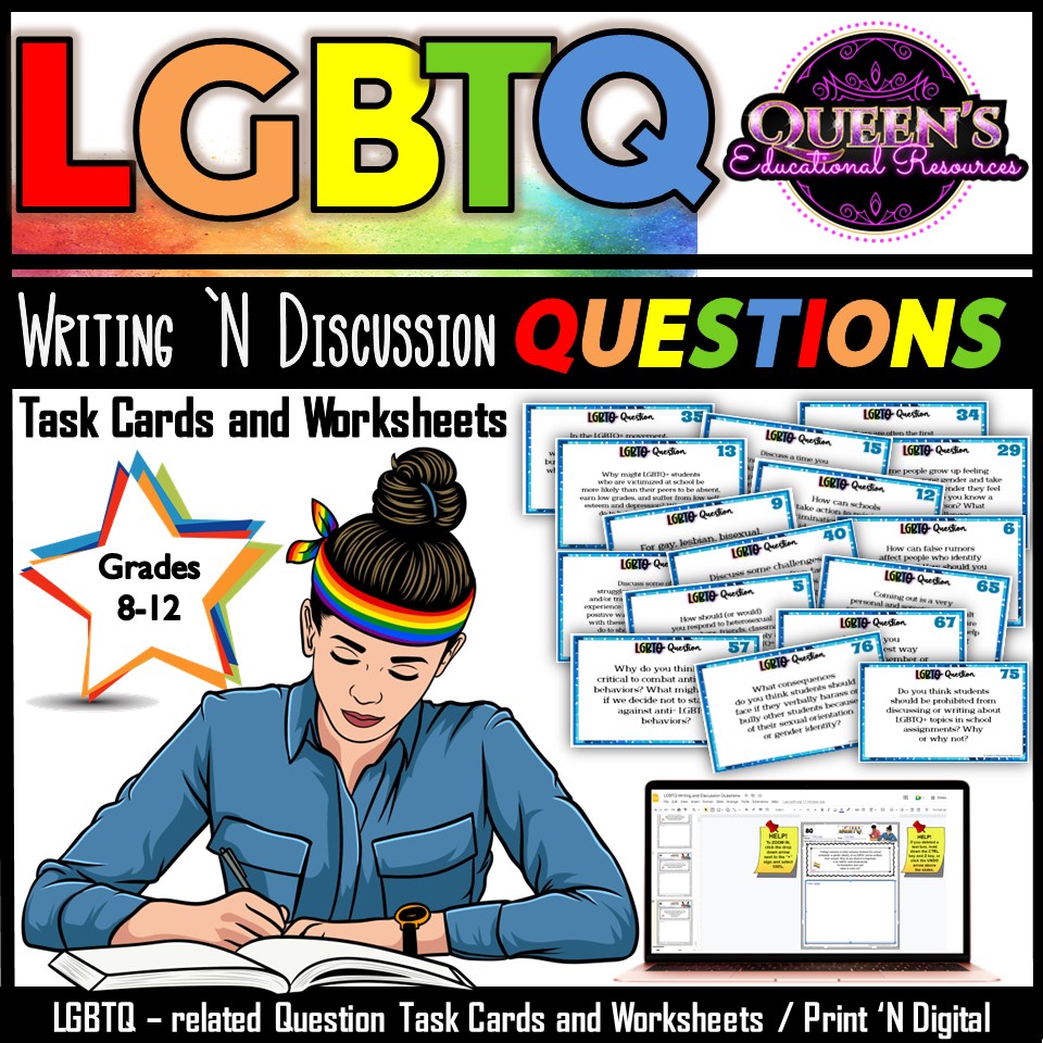 LGBTQ Questions, LGBTQ Pride, LGBTQ Question Task Cards Made By Teachers